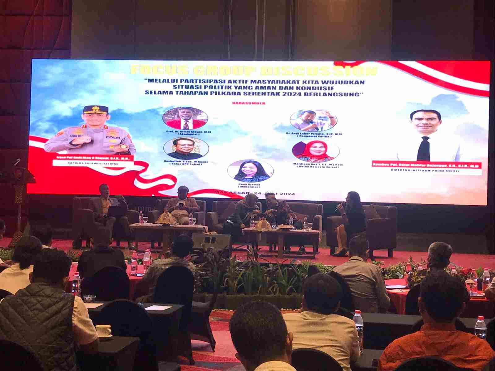 Focus Group Discussion dengan tema Melalui Partisipasi Aktif Masyarakat Kita Wujudkan Situasi Politik yang Aman dan Kondusif Selama Tahapan Pilkada 2024 Berlangsung